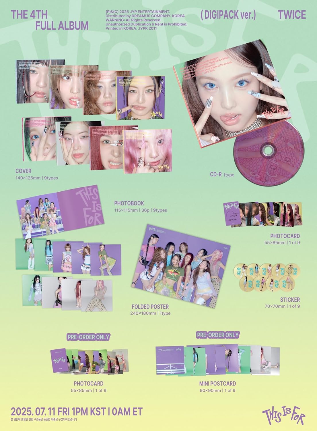 TWICE THIS IS FOR 4th Album Full 13 Veresion Set THIS Version+IS Version+FOR Version+CONFETTI Version 9 Version Set+Tracking Sealed - Image 3
