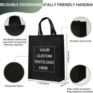 Custom Tote Bags Set of 50, Bulk Pack Grocery Shopping Travel Business Activities advertisement Reusable Bag