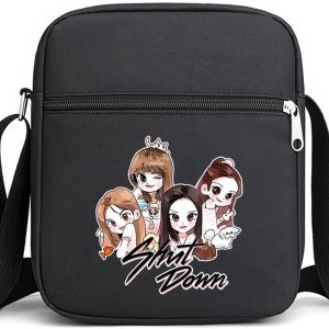 Korean Black K-pop Pink Shut Down Merch Crossbody Bag Handbag for Women