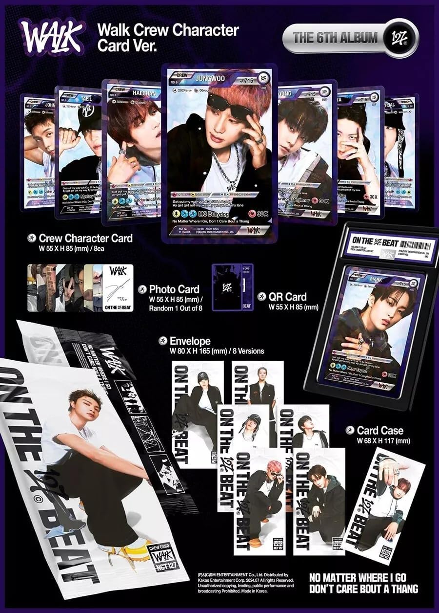 NCT 127 WALK The 6th Album (Walk Crew Character Card - 8 Ver Set. + Gift) K-POP SEALED - Image 2