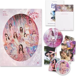 TWICE - 10th Mini Album [Taste of Love] (In Love Ver.) Cover + Sleeve + Photobook + CD-R + Lenticular + Tasting Card + Coaster + Photocard + 2 Pin Button Badges