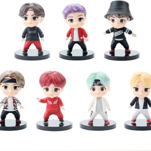 7pcs BTS Cake Toppers Character Set of Action Figures Toys，BTS Mini Figurines Dolls Birthday Party Supplies Car Desktop BTS Birthday Decorations (C)